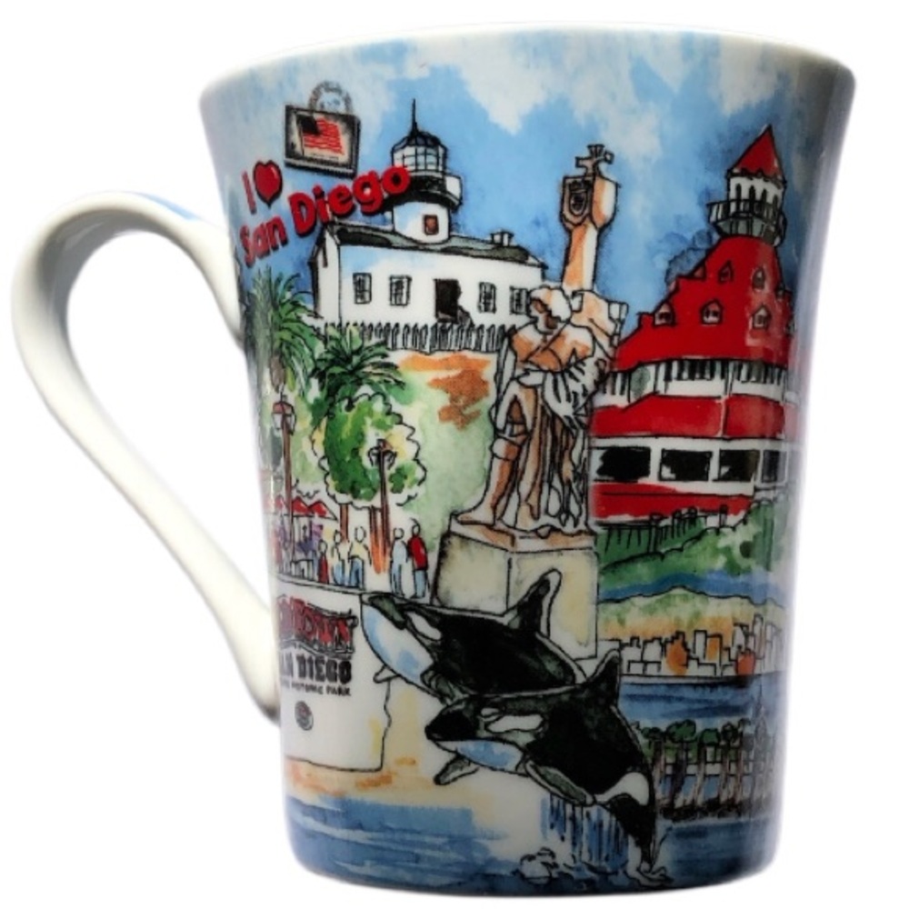 The Postcard Factory San Diego  Collectible Porcelain Mug Coffee Cup